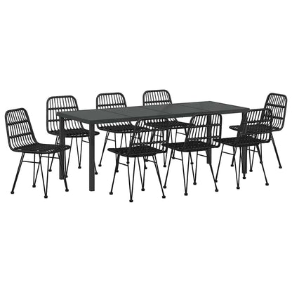 Garten Essgruppe 9 pcs Schwarz Pulverbeschichteter Stahl