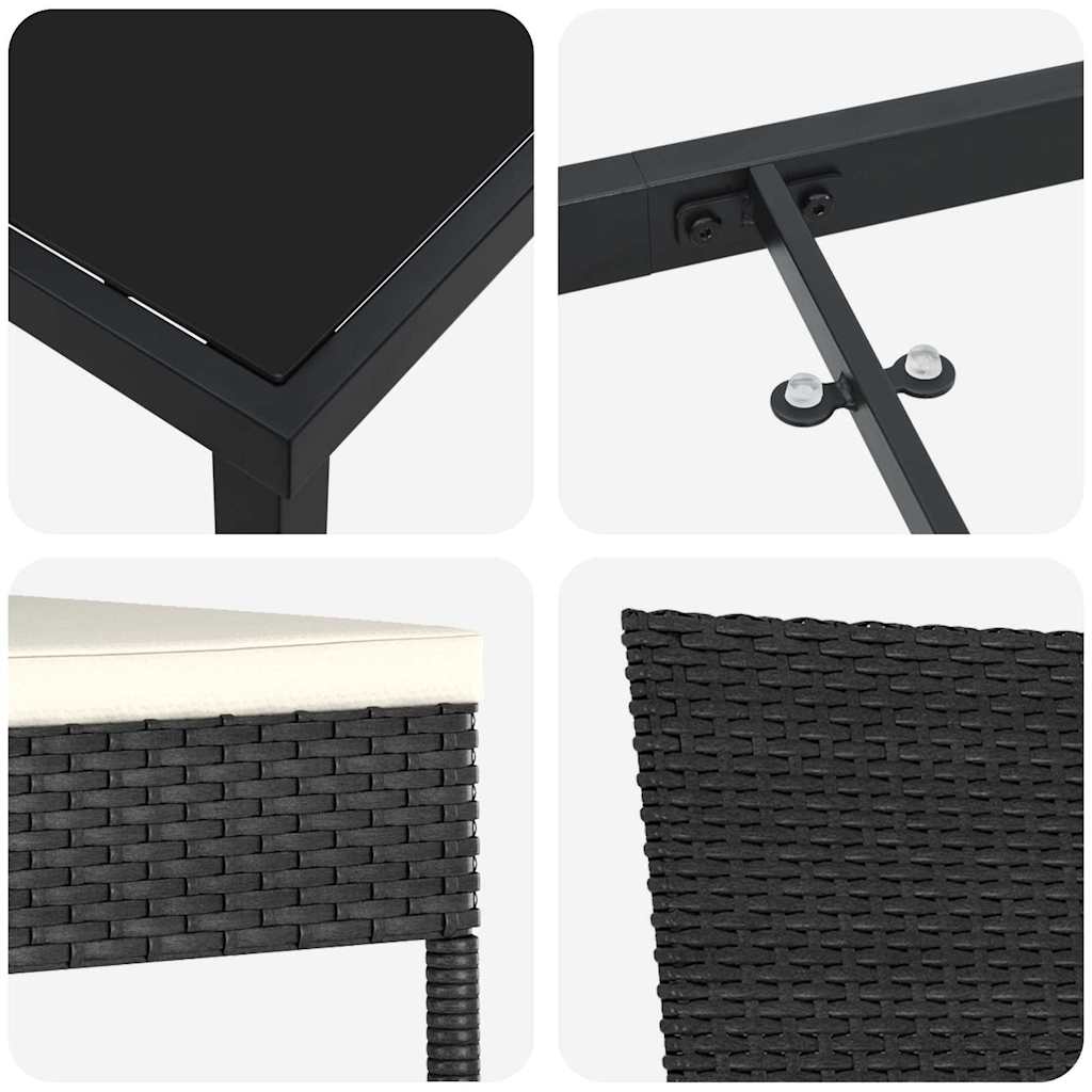 Garten Essgruppe 7 pcs Schwarz Pulverbeschichteter Stahl