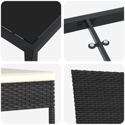 Garten Essgruppe 7 pcs Schwarz Pulverbeschichteter Stahl