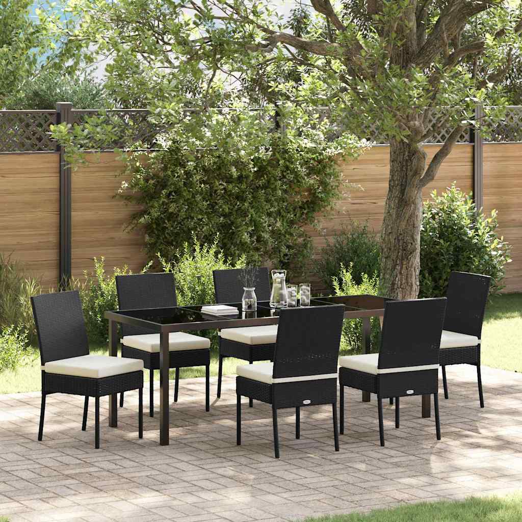 Garten Essgruppe 7 pcs Schwarz Pulverbeschichteter Stahl