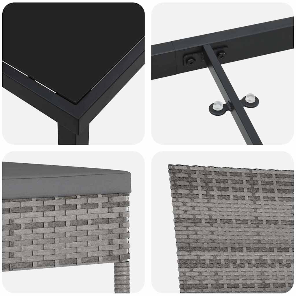 Garten Essgruppe 5 pcs Grau Pulverbeschichteter Stahl