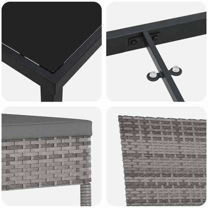 Garten Essgruppe 7 pcs Grau Pulverbeschichteter Stahl