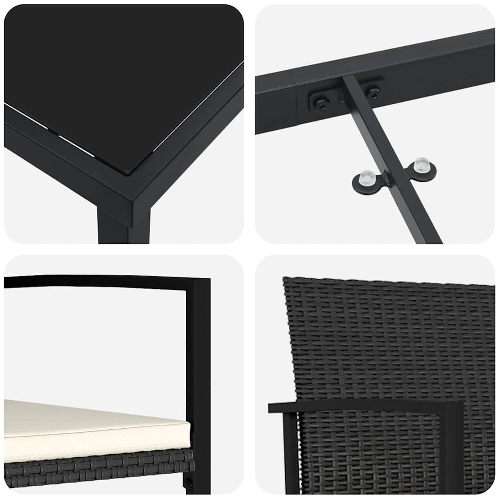 Garten Essgruppe 5 pcs Schwarz Pulverbeschichteter Stahl