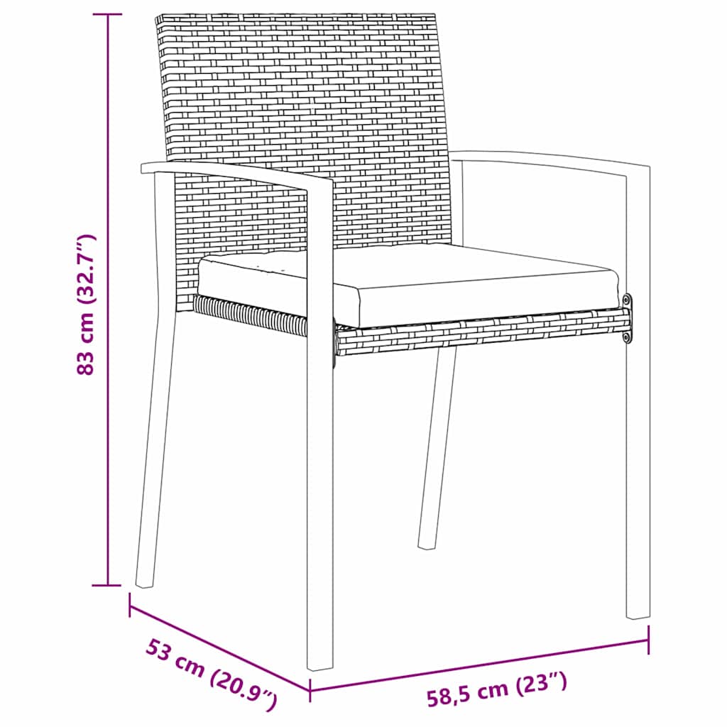 Garten Essgruppe 5 pcs Schwarz Pulverbeschichteter Stahl