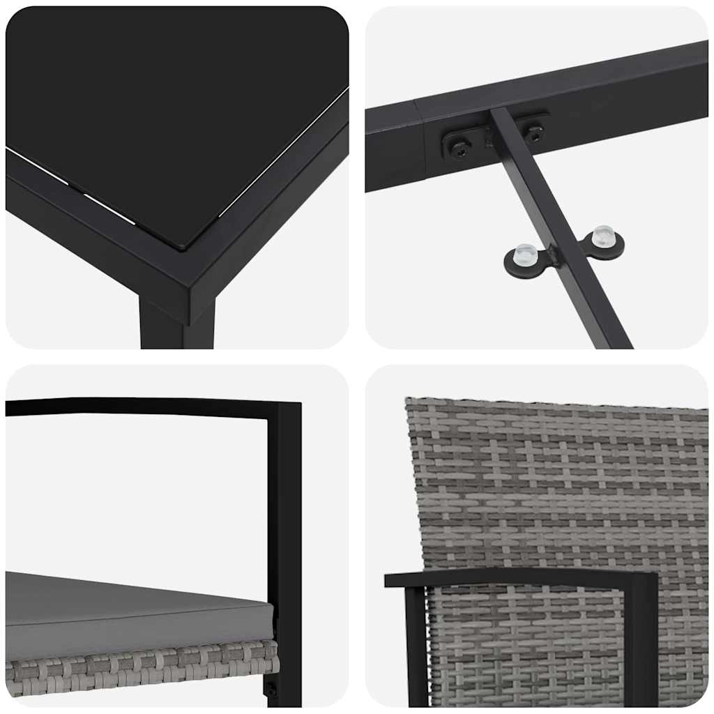 Garten Essgruppe 5 pcs Grau Pulverbeschichteter Stahl