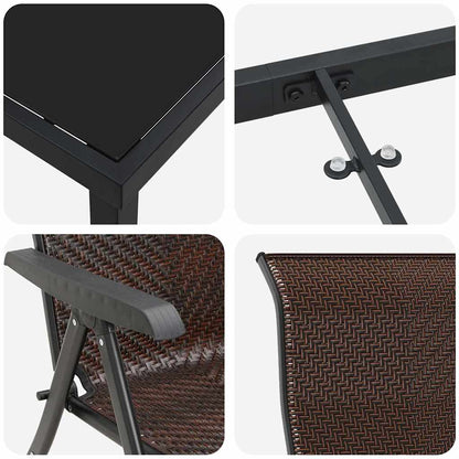 Garten Essgruppe 7 pcs Braun Pulverbeschichteter Stahl