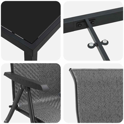 Garten Essgruppe 9 pcs Grau Pulverbeschichteter Stahl