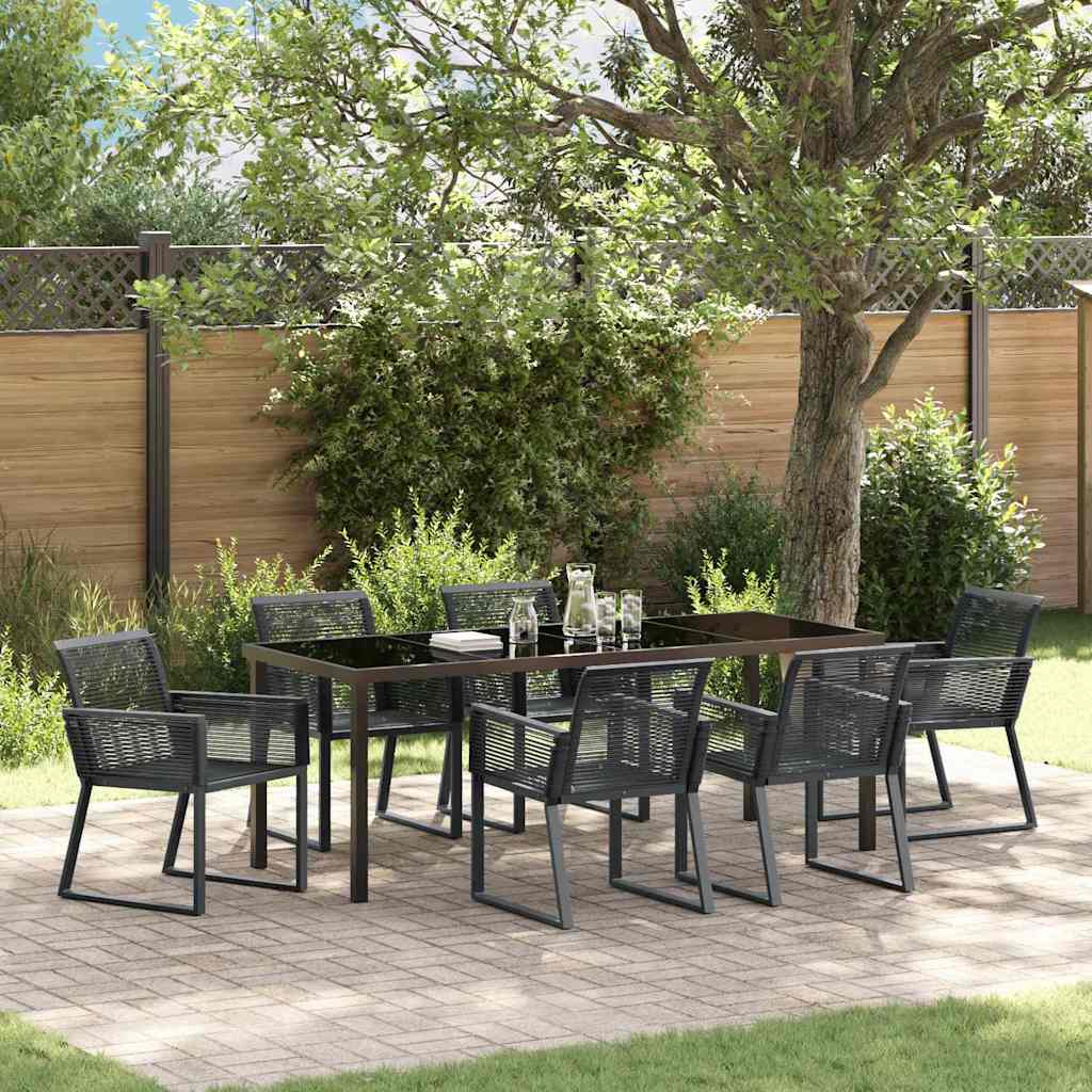 Garten Essgruppe 7 pcs Schwarz Pulverbeschichteter Stahl