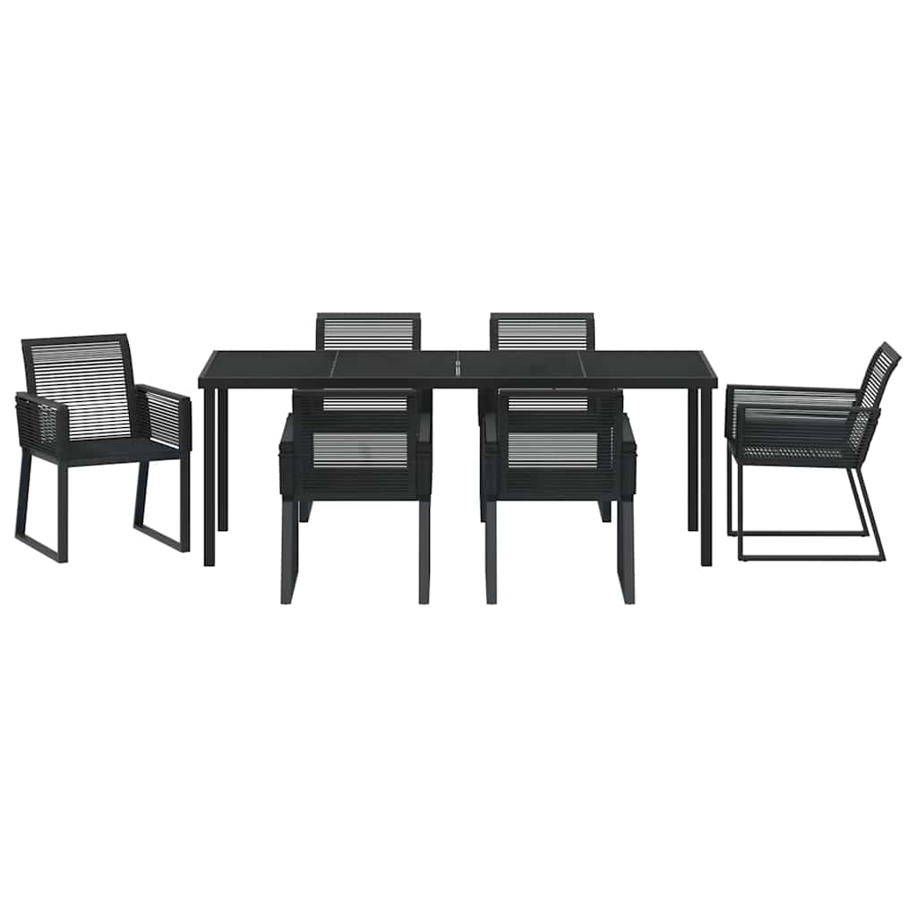 Garten Essgruppe 7 pcs Schwarz Pulverbeschichteter Stahl