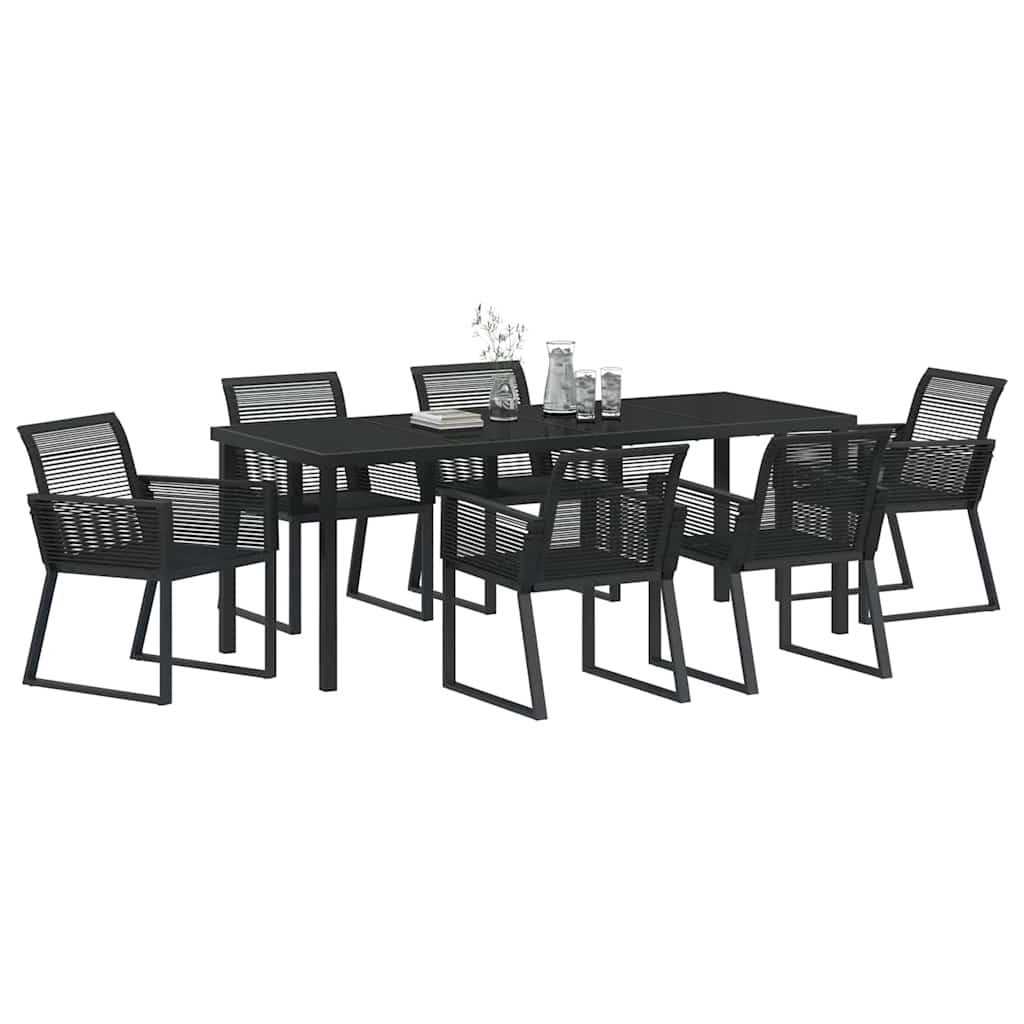 Garten Essgruppe 7 pcs Schwarz Pulverbeschichteter Stahl