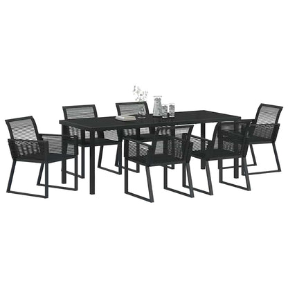 Garten Essgruppe 7 pcs Schwarz Pulverbeschichteter Stahl