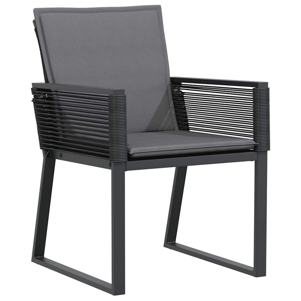 vidaXL Garten Essgruppe 3 pcs Schwarz Pulverbeschichteter Stahl