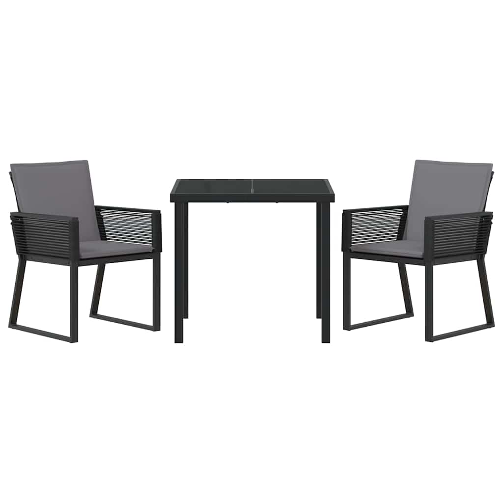 vidaXL Garten Essgruppe 3 pcs Schwarz Pulverbeschichteter Stahl