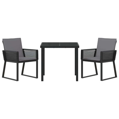 vidaXL Garten Essgruppe 3 pcs Schwarz Pulverbeschichteter Stahl
