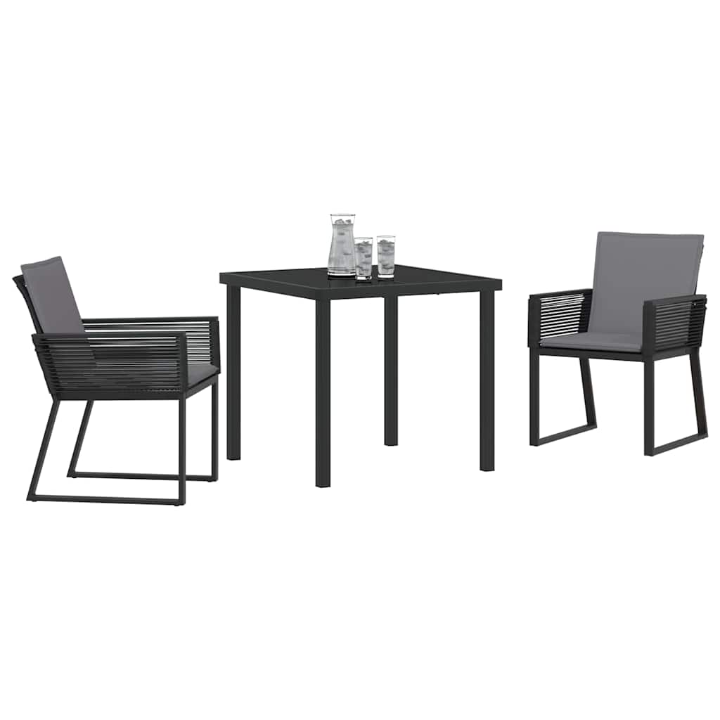 vidaXL Garten Essgruppe 3 pcs Schwarz Pulverbeschichteter Stahl