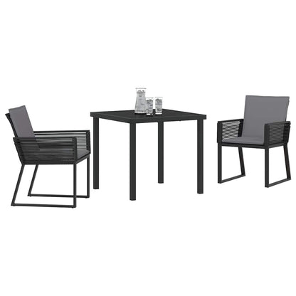 vidaXL Garten Essgruppe 3 pcs Schwarz Pulverbeschichteter Stahl