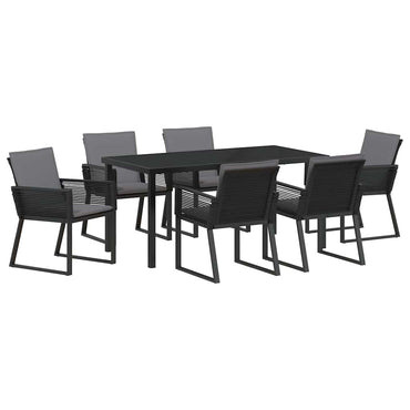 vidaXL Garten Essgruppe 7 pcs Schwarz Pulverbeschichteter Stahl