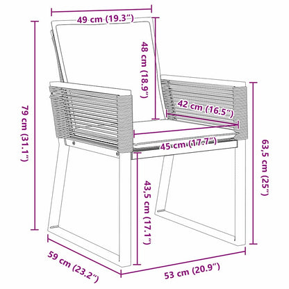 Garten Essgruppe 9 pcs Schwarz Pulverbeschichteter Stahl