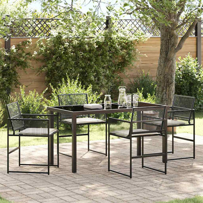 Garten Essgruppe 5 pcs Schwarz Pulverbeschichteter Stahl
