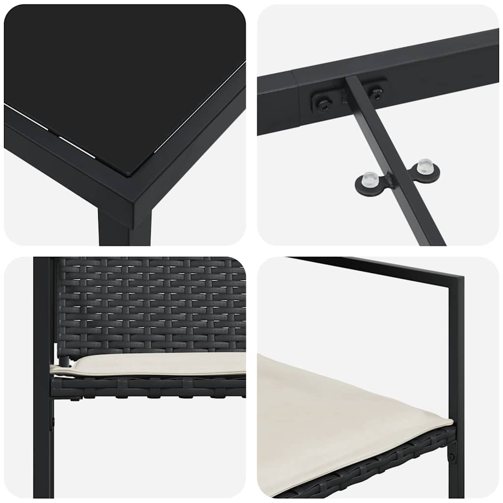 Garten Essgruppe 5 pcs Schwarz Pulverbeschichteter Stahl