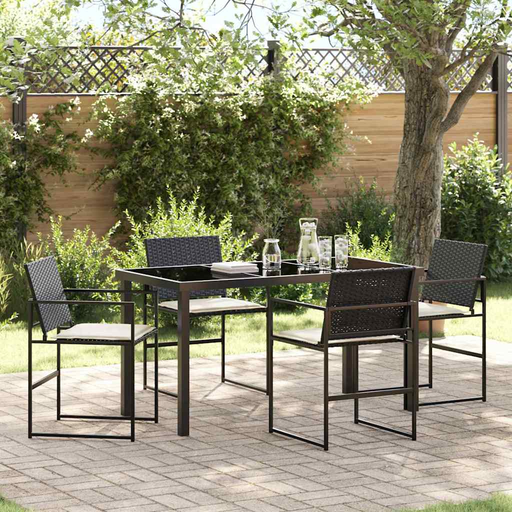 Garten Essgruppe 5 pcs Schwarz Pulverbeschichteter Stahl