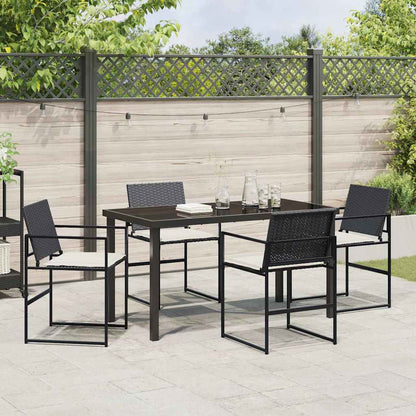 Garten Essgruppe 5 pcs Schwarz Pulverbeschichteter Stahl