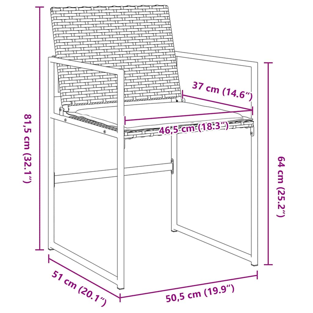 Garten Essgruppe 5 pcs Schwarz Pulverbeschichteter Stahl