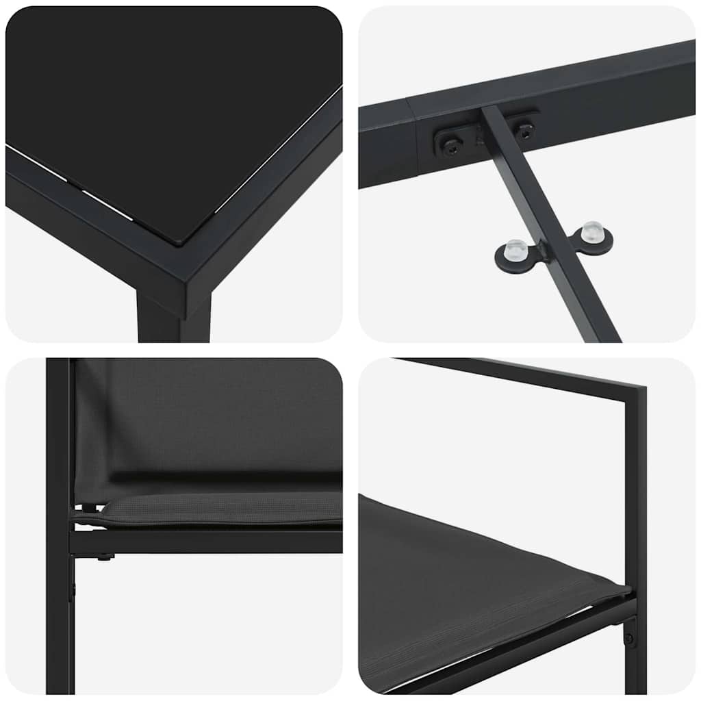 vidaXL Ensemble de salle à manger de jardin 5 pcs Acier enduit de poudre noir