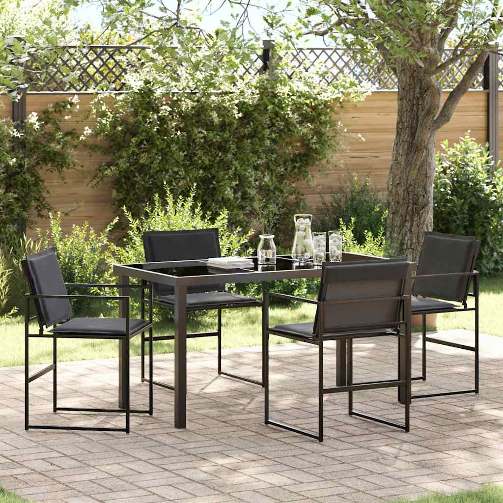 vidaXL Ensemble de salle à manger de jardin 5 pcs Acier enduit de poudre noir