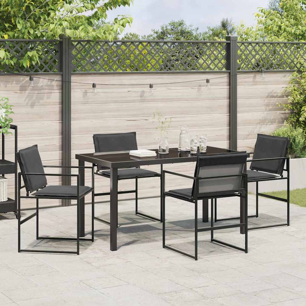 vidaXL Ensemble de salle à manger de jardin 5 pcs Acier enduit de poudre noir