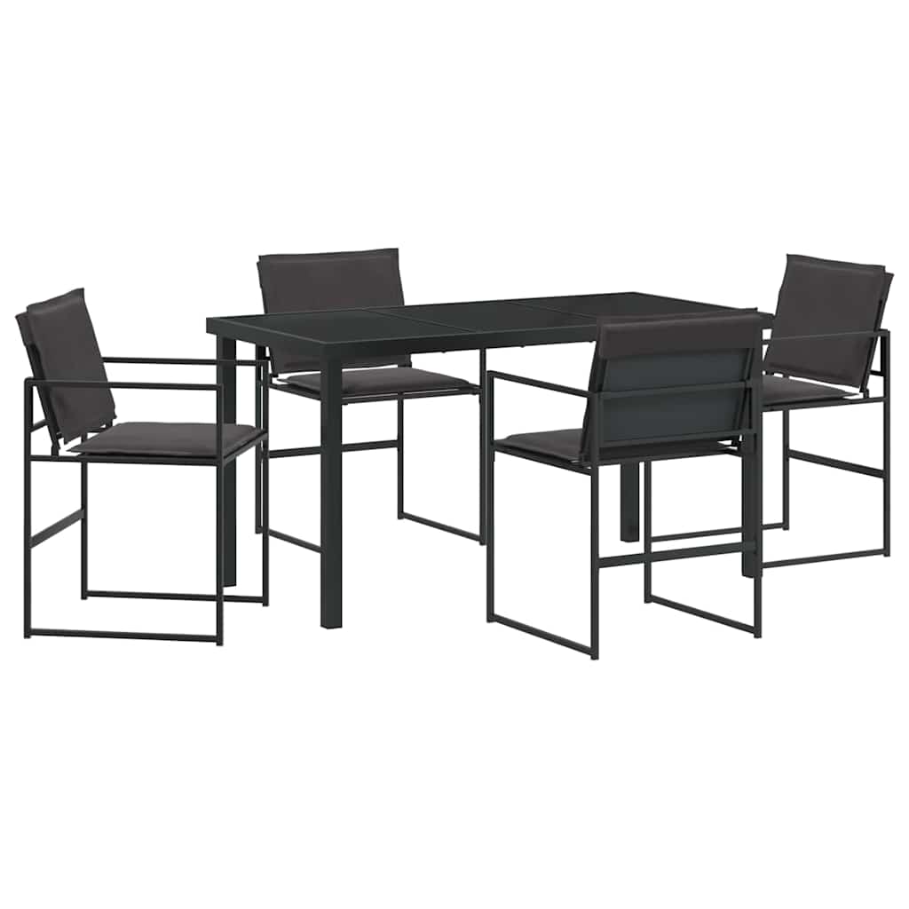vidaXL Ensemble de salle à manger de jardin 5 pcs Acier enduit de poudre noir