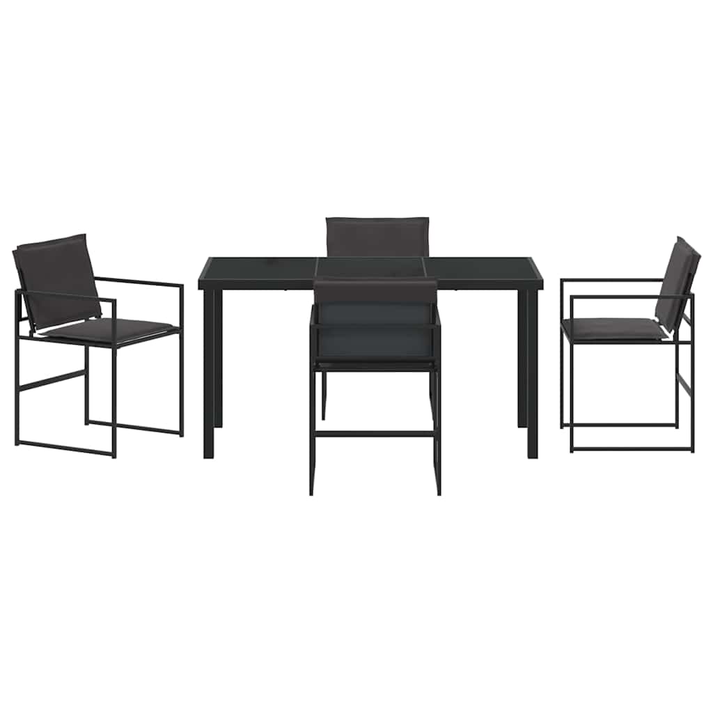 vidaXL Ensemble de salle à manger de jardin 5 pcs Acier enduit de poudre noir