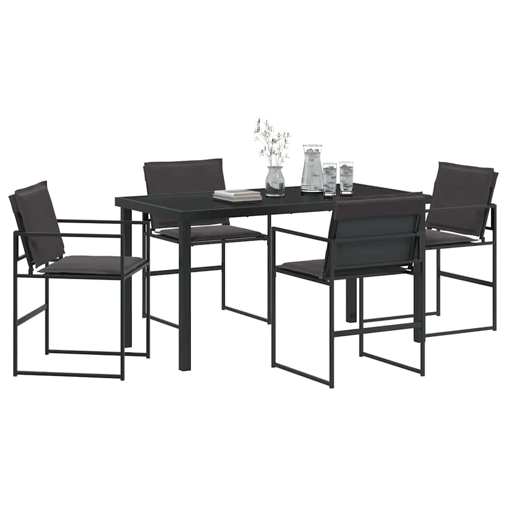 vidaXL Ensemble de salle à manger de jardin 5 pcs Acier enduit de poudre noir