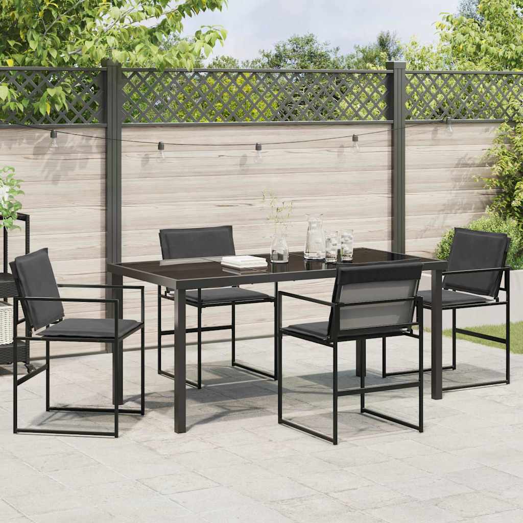 vidaXL Ensemble de salle à manger de jardin 5 pcs Acier enduit de poudre noir