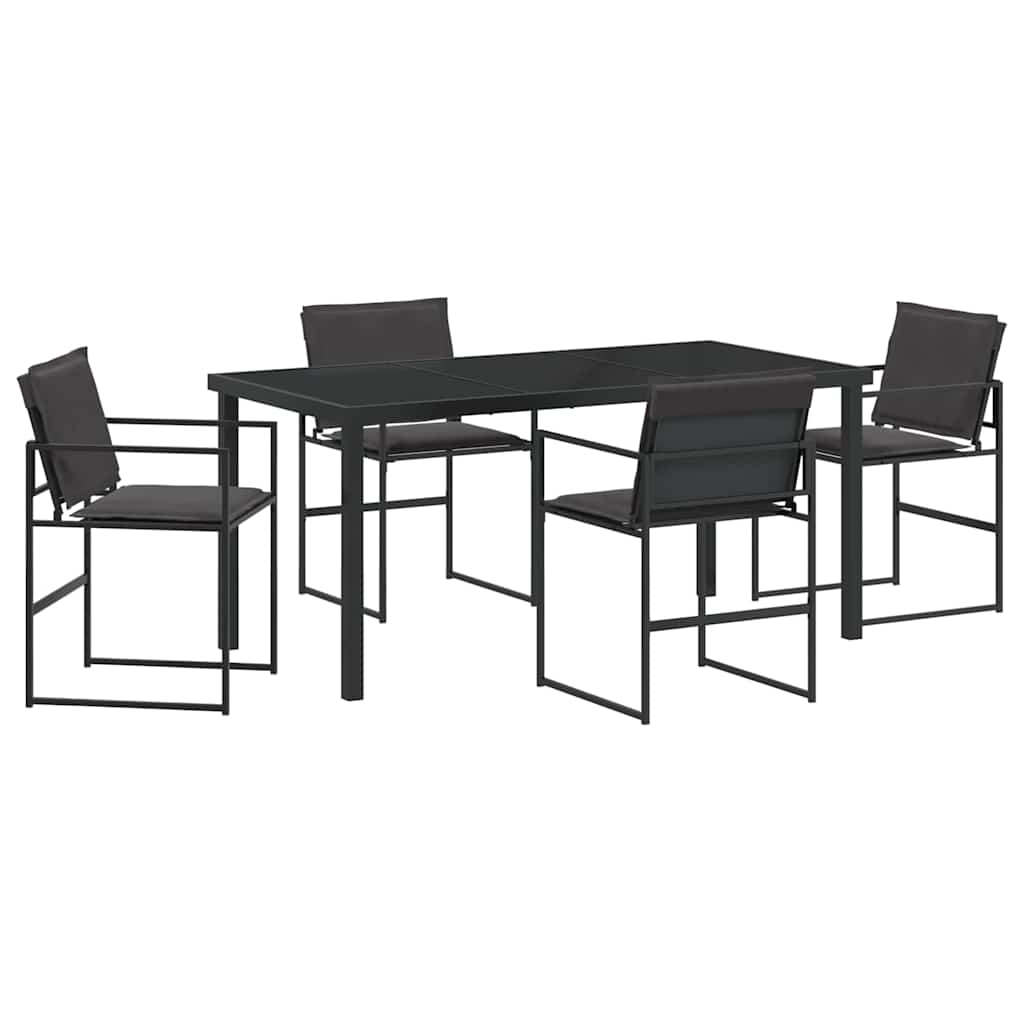 vidaXL Ensemble de salle à manger de jardin 5 pcs Acier enduit de poudre noir