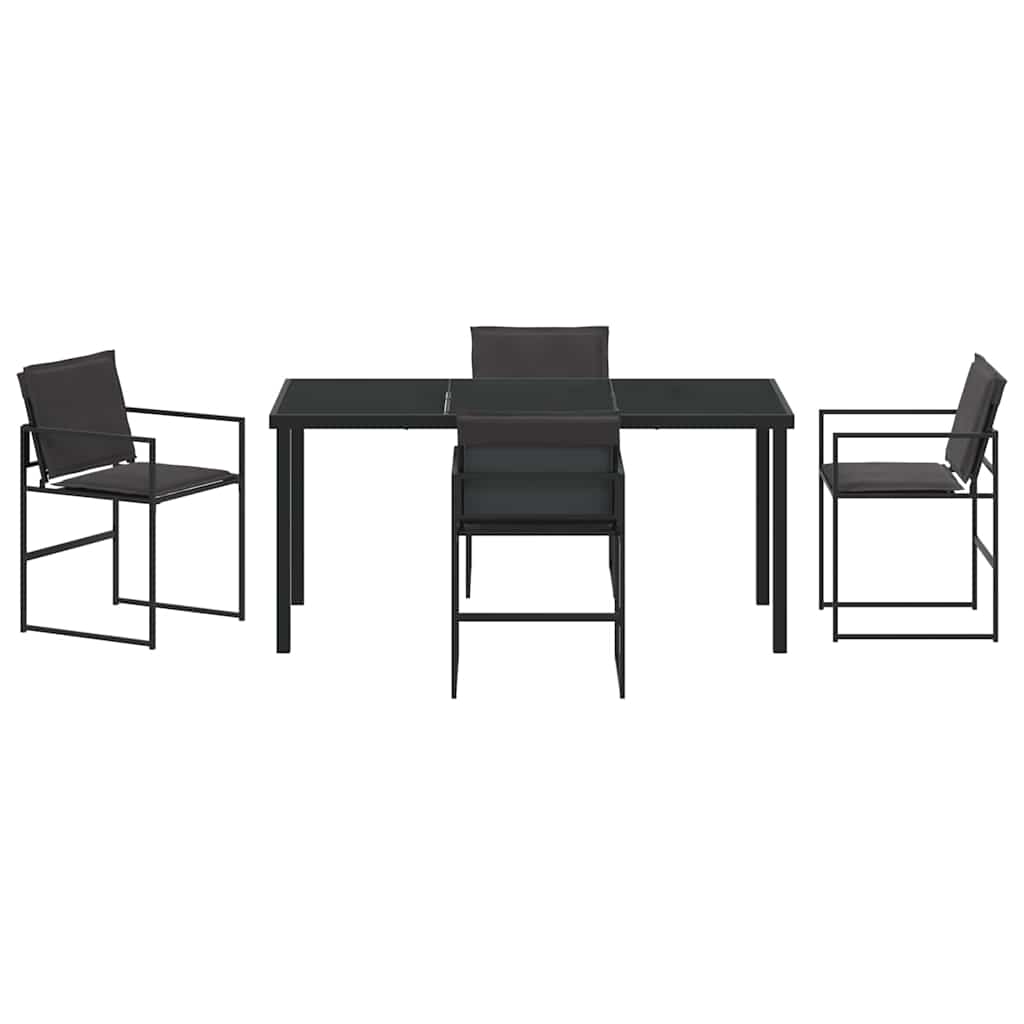 vidaXL Ensemble de salle à manger de jardin 5 pcs Acier enduit de poudre noir