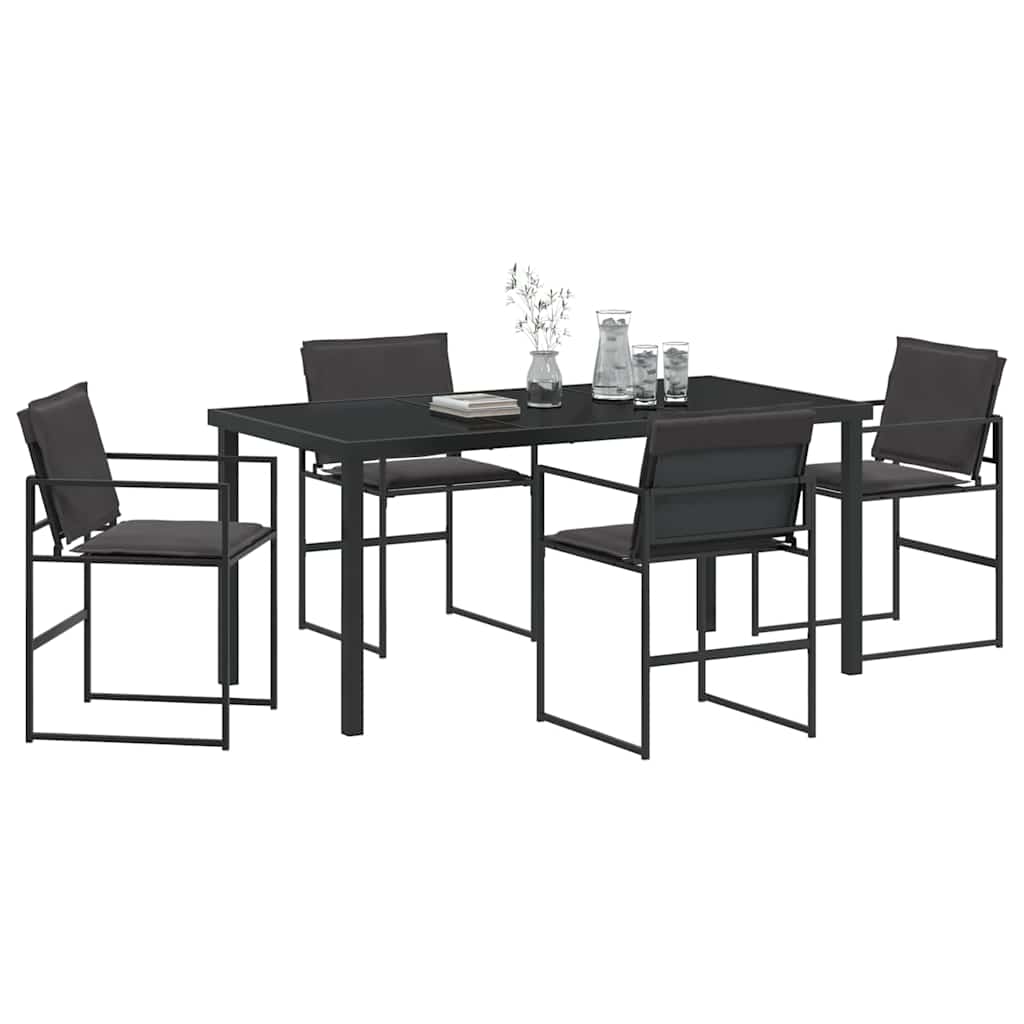 vidaXL Ensemble de salle à manger de jardin 5 pcs Acier enduit de poudre noir