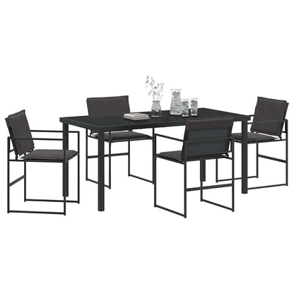 vidaXL Ensemble de salle à manger de jardin 5 pcs Acier enduit de poudre noir