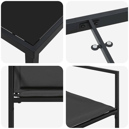 Garten Essgruppe 9 pcs Schwarz Pulverbeschichteter Stahl