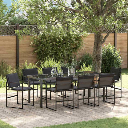 Garten Essgruppe 9 pcs Schwarz Pulverbeschichteter Stahl