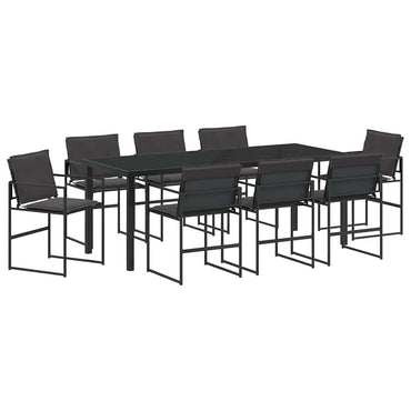 vidaXL Salle à manger de jardin 9 pcs Acier enduit de poudre noir