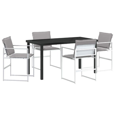 vidaXL Garten Essgruppe 5 pcs Weiß Pulverbeschichteter Stahl