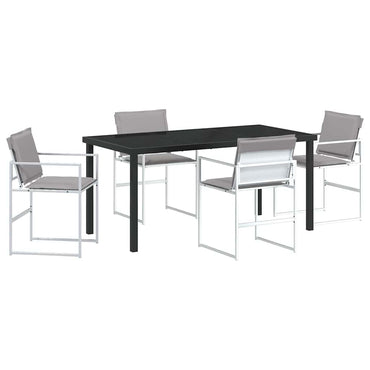 vidaXL Garten Essgruppe 5 pcs Weiß Pulverbeschichteter Stahl