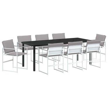 vidaXL Garten Essgruppe 9 pcs Weiß Textilene und Stahl
