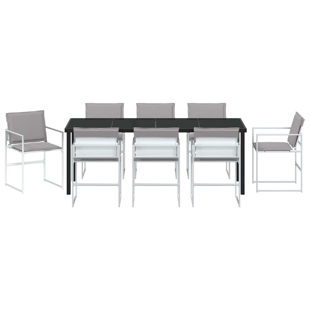 Garten Essgruppe 9 pcs Weiß Pulverbeschichteter Stahl