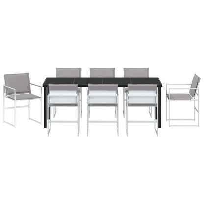 Garten Essgruppe 9 pcs Weiß Pulverbeschichteter Stahl