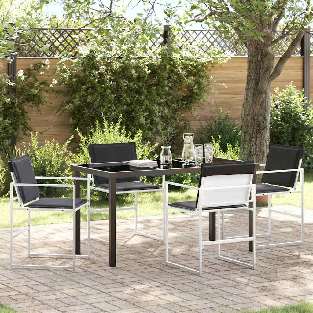 vidaXL Garten Essgruppe 5 pcs Weiß Pulverbeschichteter Stahl