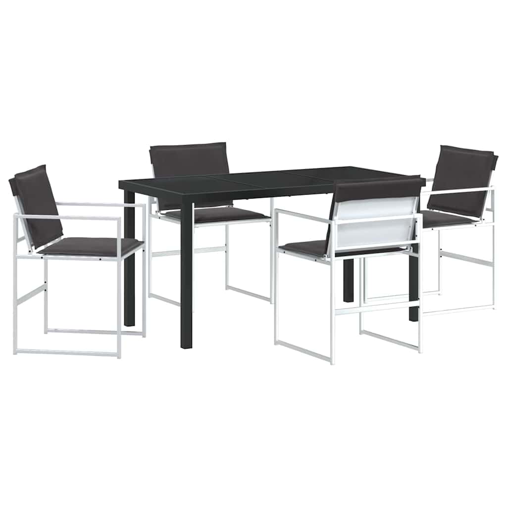 vidaXL Garten Essgruppe 5 pcs Weiß Pulverbeschichteter Stahl