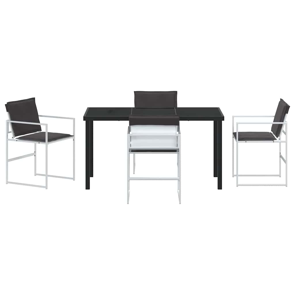 vidaXL Garten Essgruppe 5 pcs Weiß Pulverbeschichteter Stahl