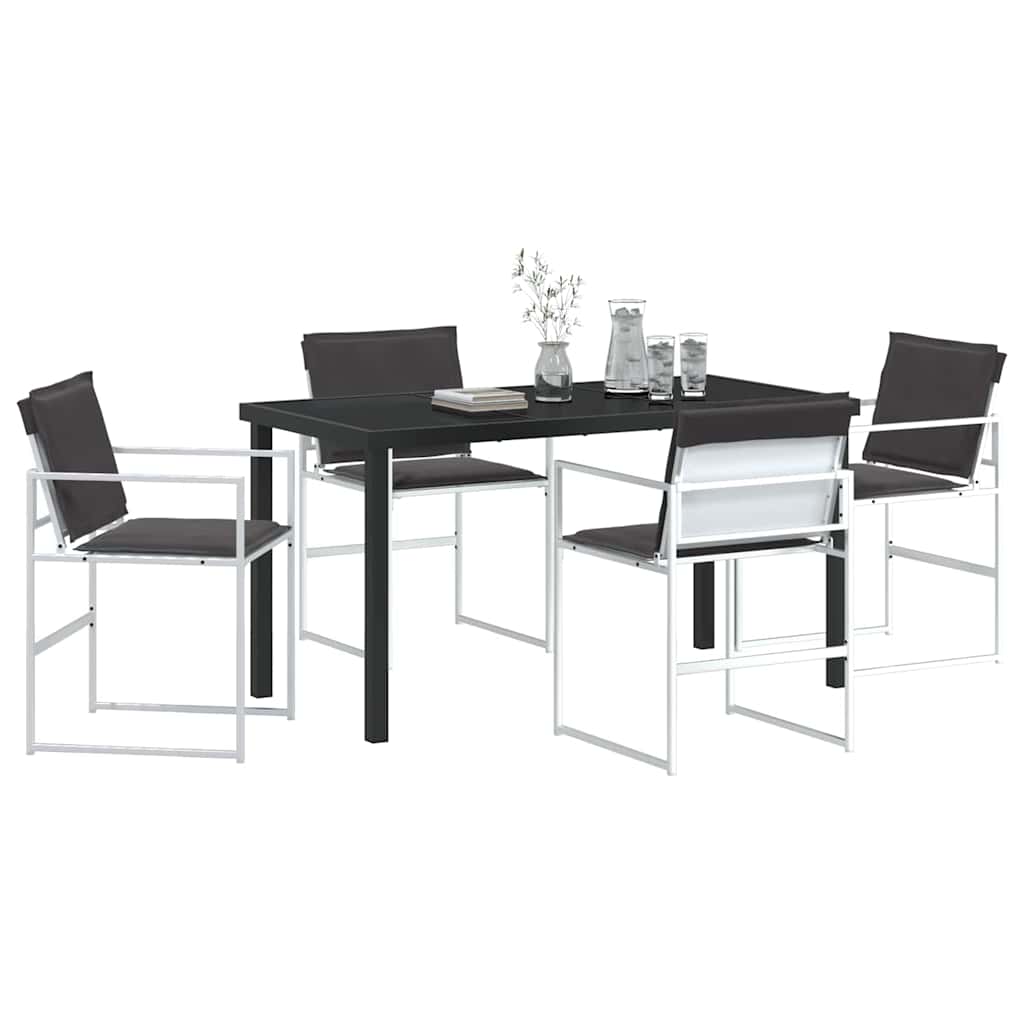 vidaXL Garten Essgruppe 5 pcs Weiß Pulverbeschichteter Stahl